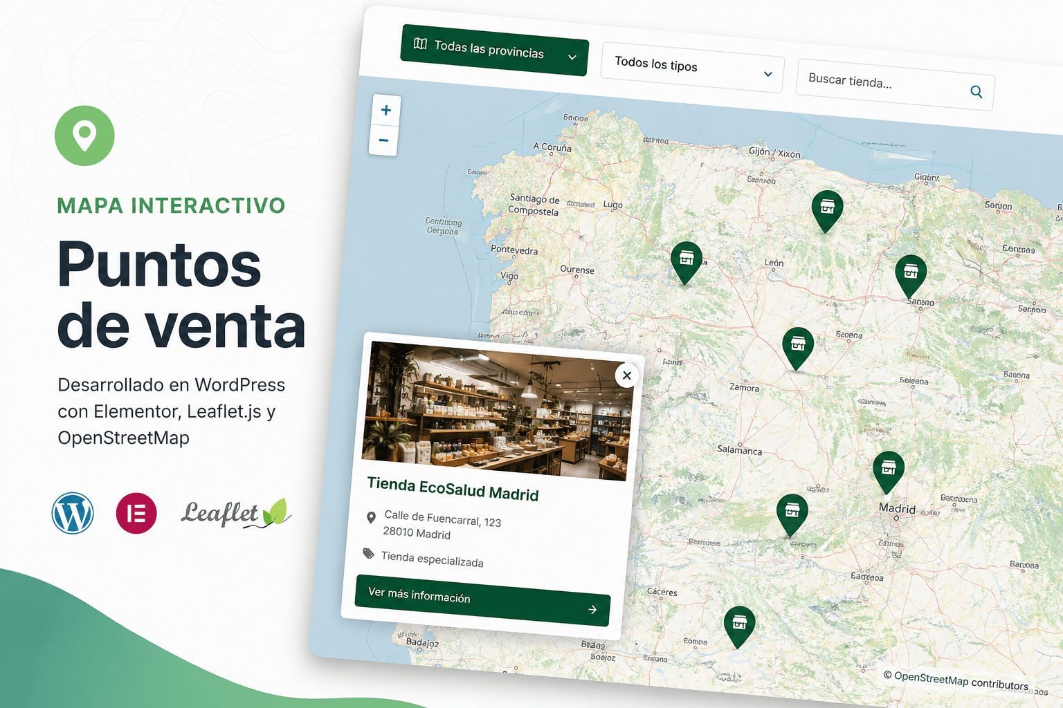 Cómo desarrollamos un mapa de puntos de venta personalizado en WordPress con Elementor y OpenStreetMap